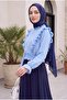 Robadan Ruffled Waist Gathered Ayrobin Blouse - Baby Blue - 3