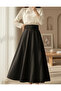 Thick belted loose weight imported crepe skirt -black