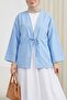 Lace Front Poplin Kimono - Baby Blue