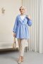 Ruffled Front Lace-Up Sleeve Elastic Kimono - Blue - 3