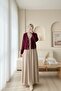Soft Knit Cardigan with Buttons on the Front - Burgundy