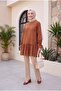 Laced Tunic with Elastic Sleeves and Skirt -Tan - 3