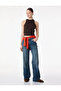 Regular Waist Pocketed Buttoned Straight Leg Cotton Denim Trousers - Straight Fit Jean - 2