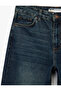 Regular Waist Pocketed Buttoned Straight Leg Cotton Denim Trousers - Straight Fit Jean - 6