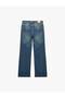 Regular Waist Pocketed Buttoned Straight Leg Cotton Denim Trousers - Straight Fit Jean - 5