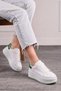 Casual White Green Women's Sneakers Lace-up Light Thick High-Sole Walking Sneakers 065 - 2