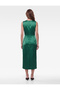 Draped Crew Neck Sleeveless Long Satin Dress with Metal Accessories - 4