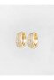 Gold Color Stone Detailed Curved Hoop Earrings