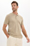 Men's slim fit premium series 100% cotton soft mercerized beige polo collar t-shirt - 6