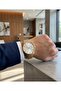 Men's Wristwatch 44 mm Steel Band Gold Silver Dial Quartz Mineral Glass 3 Atm - 2