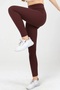 Women's High Waist Brown Fleece Inside Ribbed Winter Leggings - 2