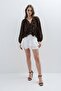 Ruffled Chiffon Blouse Shirt Brown - 2