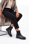 Women's Genuine Leather Elastic Side Strap Casual Boots Yestin Black - 2