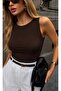 Women's Crew Neck Basic Slim Fit Lycra Sleeveless Bodysuit - 5