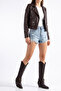 Bitter Brown Matte Leather Chain Buckle Trok Detail Pointed Toe Western Cowboy Boots - 6