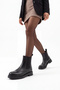 Women's Genuine Leather Elastic Side Strap Casual Boots Yestin Black - 4