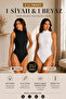 Women's Cotton Lycra Combed Cotton Sleeveless Half Turtleneck Black&White 2-Piece Snap Closure Body Q6K1K8T4Ka