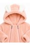 Sweet Rabbit Ears Double Zippered Welsoft Baby Jumpsuit Hooded Plush Winter Unisex Jumpsuit - 3