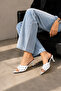 Women's Heeled Polka Dot White Black Heeled Slippers