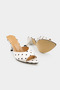 Women's Heeled Polka Dot Beige Heeled Slippers - 4