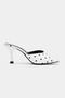 Women's Heeled Polka Dot White Black Heeled Slippers - 2