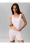 Women's Brand Logo Embroidered U-Neck Ribbed White Undershirt Suitable for Daily Use