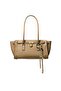 Women's Stylish Beige Shoulder Bag with Brand Logo Charm Accessory, Suitable for Daily Use