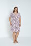 Women's Plus Size Floral Patterned Lace Collar Viscose Nightgown 13641 - 5
