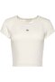 A- Woven Label 2X2 Rib Baby Tee Women's Crew Neck T-Shirt White