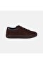 Men's Dark Brown Lace-Up Crocodile Print Suede Sneakers - 2
