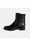 Women's Black Metal Buckle Detailed Zippered Leather Boots - 3