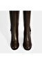 Women's Brown Thick Heeled Leather Boots - 8