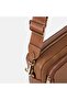 Women's Tan Double-Compartment Leather Shoulder Bag - 6