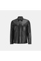 Men's Black Shirt Collar Leather Jacket - 2