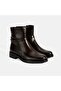 Women's Brown Metal Buckle Detailed Zippered Leather Boots
