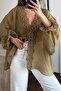 Olive Color Lace Collar Shirt Per5108 - 2