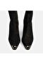 Women's Black Thick Heeled Stretch Boots - 7