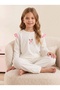 Girl's Printed Combed Cotton 2-Piece Pajama Set Beige