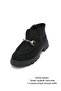 Black Color Buckle Detailed Women's Loafer Boots - 2