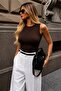 Women's Crew Neck Basic Slim Fit Lycra Sleeveless Bodysuit - 2