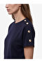 Ornamental Button Detailed Short Sleeve Crew Neck T-Shirt - 4