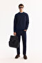 Men's Navy Blue Crew Neck Textured Elastane Regular Fit Sweatshirt A52Y1220 - 8