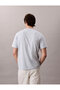 Men's Regular Fit Round Neck Blue T-Shirt with Ck Logo on the Chest, Cotton Short Sleeve - 4