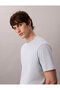 Men's Regular Fit Round Neck Blue T-Shirt with Ck Logo on the Chest, Cotton Short Sleeve - 3