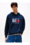 Men's Stylish Navy Blue Sweatshirt with Brand Logo and Hood