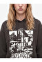 Ruffled Comfortable Fit Printed Long Sleeve Hooded Sweatshirt - 4