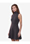 Slim Fit Sleeveless High Neck Flared Mini Dress with Stitching Detail - 2