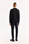 Men's Black Crew Neck Textured Elastane Regular Fit Sweatshirt A52Y1216 - 4