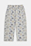 Patterned Combed Cotton Below Knee Plus Size Mother Women's Capri Blue&Beige Butterfly Patterned - 5