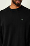 Men's Brand Logo Embroidered Round Neck Stylish Appearance Black Sweater Suitable for Daily Use - 2